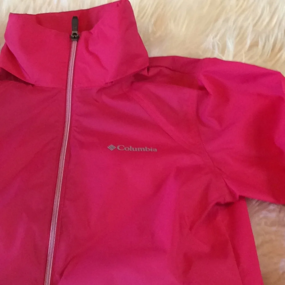 Columbia bright pink windbreaker w/ packable hood - Picture 1 of 12